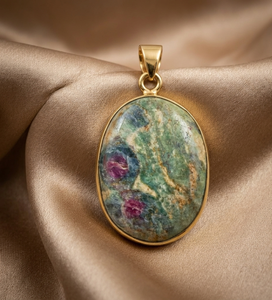 Large Natural <b>Ruby</b> Fuchsite Pendant 925 Sterling Silver Handmade Gemstone Jewelry Rose Gold Yellow Gold Plated Statement Pendant - Product Image 5