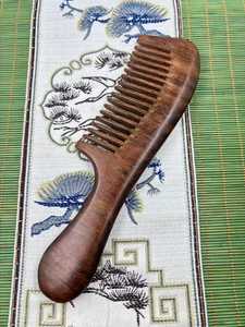 Peigne à dents larges en bois massif naturel, brosse de massage pour démêler les cheveux, antistatique, portable, expédition aléatoire - Product Image 6