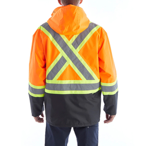 High Visibility <b>Construction</b> Industrial Workwear <b>Jackets</b> Road Winter Hi Vis <b>Work</b> Windbreaker Reflective Safety <b>Jacket</b> - Product Image 2