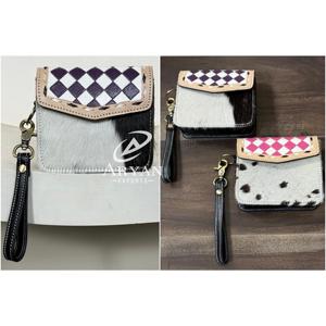 Monedero de Cuero Genuino Hecho a Mano con Diseño a Cuadros 2026 para Mujer, Tarjetero y Bolsa para Dinero con Correa de Muñeca - Product Image 1