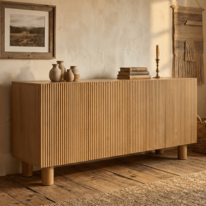 Cómoda Ravel de Madera de Teca Sólida con Acabado Natural Orgánico, Estilo Contemporáneo, Ecológica y Duradera para Dormitorio, Sala de Estar o Almacén - Product Image 6