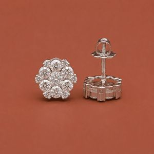 ต่างหูมอสซาไนต์ทรงกลมลายดอกไม้ S925 ดีไซน์แบบจัดเรียงเป็นกลุ่ม - Product Image 4