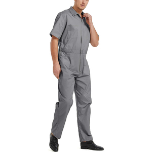 Overol de Trabajo de Manga Corta Gris para Hombre, Estilo Casual de Color Sólido, Ropa de Verano, Tejido de Tela - Product Image 2