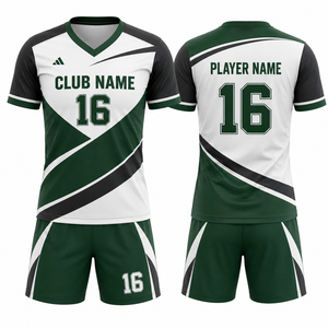 Maillot de volley-ball unisexe personnalisé vert blanc noir imprimé par sublimation respirant uniforme d'équipe taille adulte - Product Image 1