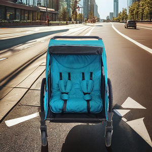 3-IN 1 Twin Baby Bike <b>Trailer</b> with Aluminum Frame & Water Resistant Fabric 35kg Payload for Outdoor Adventures - Product Image 5