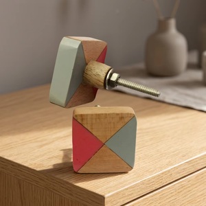 Poignée de meuble moderne géométrique en bois et résine pour commode, tiroir, cuisine, chambre, salle de bain, salon - Installation facile - Product Image 5