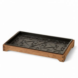 Tapis à chaussures multifonctionnel en acier galvanisé avec finition cuivre durable, motif carrés décoratifs, pour entrée et buanderie, en vente - Product Image 5