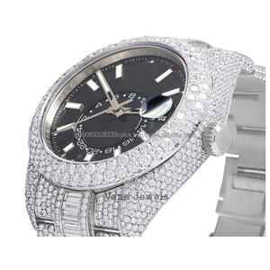 Haute qualité hommes Moissanite diamant montre-bracelet automatique exclusif luxe en acier inoxydable Hip Hop Style analogique entièrement glacé en vrac - Product Image 5