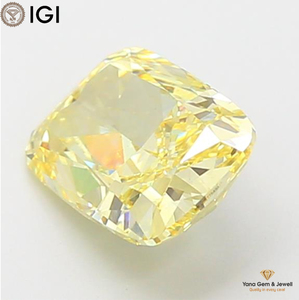 Diamant de laboratoire CVD, clarté VS1, couleur jaune vif fantaisie, certifié IGI, 1,50 carat, taille coussin, pour pendentif de beauté classique - Product Image 4