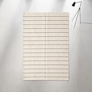 Exclusive Handwoven Flatweave Wool Kilim <b>Rug</b> - Modern Minimalist Cream Black <b>Thin</b> Striped Geometric Area Floor Carpet - Product Image 1