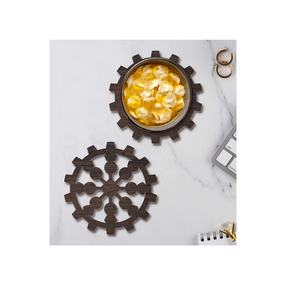 Sous-verre en bois de forme ronde invisible, fabrication de grossiste Premium Royal Antique - Product Image 1