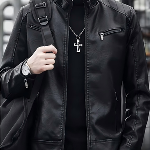 เสื้อแจ็คเก็ตมอเตอร์ไซค์โพลีเอสเตอร์ทรงเข้ารูป คอตั้ง ย้อมเส้นด้าย ซิปหน้า สไตล์พังก์ รุ่นใหม่ประจำฤดูใบไม้ร่วง/ฤดูหนาว เป็นมิตรต่อสิ่งแวดล้อม - Product Image 5