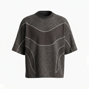 Camiseta con Efecto Desgastado, Bordado y Parches, Tejido Grueso, Estilo Oversize, Ropa Casual para Hombre y Mujer, Camisetas Lisas - Product Image 4