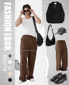 Pantalon décontracté plissé pour homme Aura Vintage, coupe ample style Old Money, jambe large, pour l'automne, coupe décontractée, pantalon de travail, bas de gamme de luxe - Product Image 4
