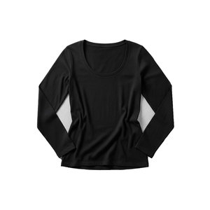 Women's Scoop Neck Long Sleeve T-<b>Shirt</b> Slim Fit Soft Cotton Stretch Plain Basic Top Custom OEM Wholesale Service - Product Image 4