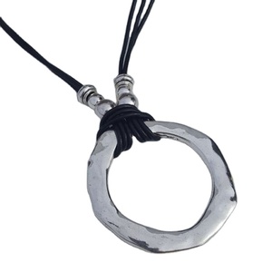 Wholesale Sweater Chain <b>Titanium</b> Metal Fashion Male Personalized Simple Hip Hop Couple Three <b>Ring</b> Pendant Necklace - Product Image 2