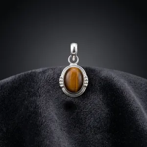 Colgante de Plata 925 con Ojo de Tigre y Engaste de Bisel, Amuleto Clásico Unisex para Uso Diario y Conocimiento Espiritual - Product Image 3