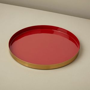 Plateau de service en métal au look élégant avec finition émaillée, idéal pour la décoration de la maison, les fêtes et pour servir les invités de manière élégante. - Product Image 2