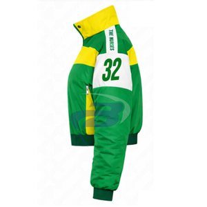 เสื้อแจ็คเก็ตครอปปักลายสำหรับสตรีชมรม Chi Eta Phi  เสื้อผ้าสไตล์กรีก วินเทจ สีเขียวและเหลือง แจ็คเก็ตบอมเบอร์แบบวาร์ซิตี้  โลโก้สั่งทำได้ - Product Image 3