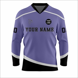 Camiseta de Hockey sobre Hielo Personalizada para Hombre, Cuello en V, Manga Larga, Absorbe la Humedad, 100% Poliéster, Impresión Sublimada, Nombre y Número del Equipo, Venta al Por Mayor - Product Image 2