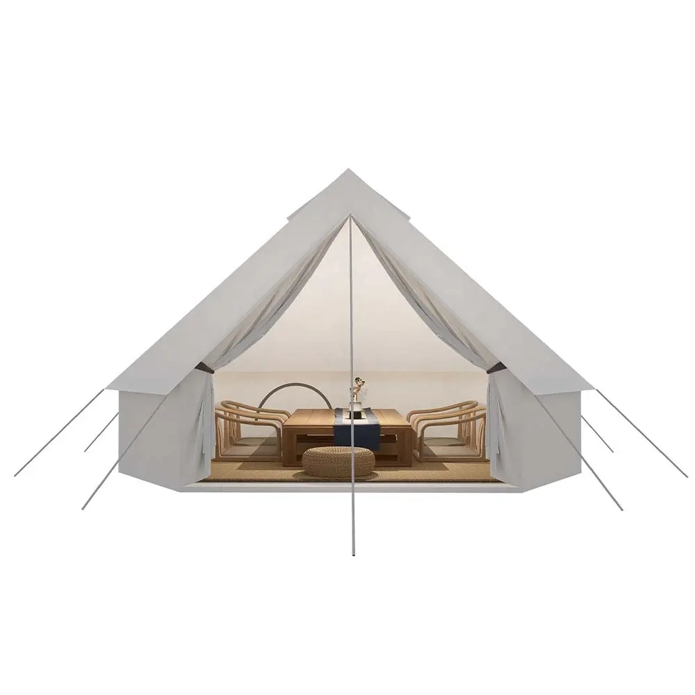 خيمة معسكرات على شكل جرس للمعيشة تكفي 3-8 أشخاص خيمة قطنية مريحة فاخرة للمعيشة في الهواء الطلق خيمة ذات تهوية جيدة مناسبة للفصول الأربعة من المصنع