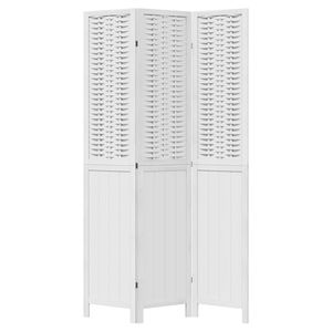 Separador de Ambientes de Madera Maciza de Paulownia de 3 Paneles, Color Blanco - Product Image 4