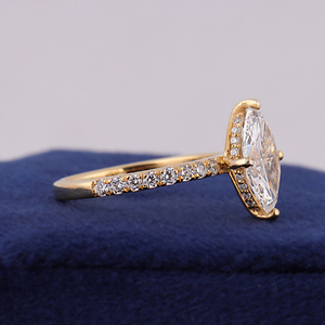Marquise Diamond Engagement <b>Ring</b> Lab Grown Diamond Anniversary Unique <b>Proposal</b> <b>Ring</b> for Her Hidden Halo Cathedral Setting <b>Ring</b> - Product Image 2