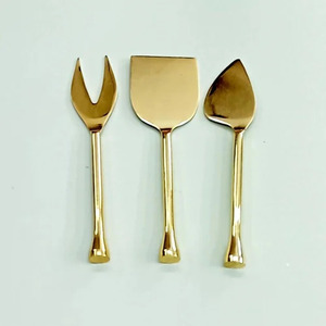 Handcrafted Stainless Steel Tabletop <b>Cheese</b> <b>Set</b> with Designer Handle Gold Finish Dishwasher Safe for Home & Restaurant Use - Product Image 4