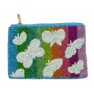 Monedero artesanal con cuentas, colorido, a rayas, con letras, para guardar monedas, billetera pequeña para mujer, para guardar llaves, tarjetas, dinero, accesorios de maquillaje - Product Image 5
