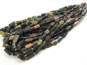 Perle tube en cristal naturel multi-tourmaline 16 pouces 5X3To14X5MM Strand Loose Raw Stone For Jewelry Making - Product Image 3