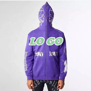 Échantillon gratuit OEM Ensemble de sweat à capuche pour hommes 50 coton 50 polyester imprimé surdimensionné Full Zip Up mousse 3d Logo Puff Print Hoodies - Product Image 1