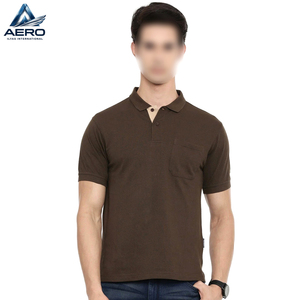 Camisa Polo Oxford de Algodón de Manga Corta para Hombre, Color Marrón Sólido, Diseño Casual con Bolsillo, Corte Regular, Tallas Grandes - Product Image 1
