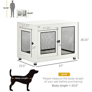 37\" White Rectangle Dog <b>Crate</b> Furniture Water-Resistant Cushion & Double Doors End Table for Large Villa Dogs - Product Image 3