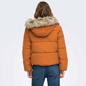 Veste matelassée pour femme, couleur vert olive, avec capuche en fourrure amovible, fermeture éclair, manteau d'hiver - Product Image 5