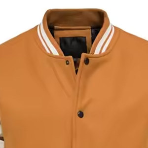 Veste universitaire orange pour homme, manches blanches, couleur unie, boutons sur le devant, style décontracté, coupe classique, col rabattu, vêtement d'automne - Product Image 3