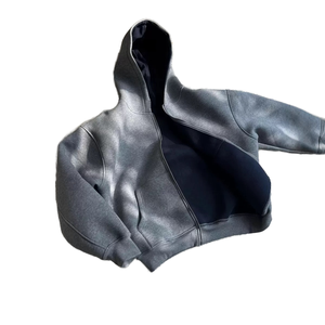 Custom Men's Reversible Double Layer Cotton <b>Full</b> <b>Zip</b> Hoodie 2 in 1 Streetwear <b>Sweatshirt</b> Oversized Style - Product Image 4