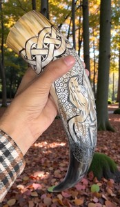 Handmade Natural Drinking Horn Traditional Viking Style Horn for <b>Beer</b> Mead Wine Ale and Beverage Serving - Product Image 5