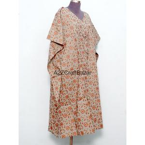 Kaftan pour femme, robe maxi moulante décontractée et élégante, 100% coton respirant, imprimé à la main, respectueux de l'environnement, avec ceinture simple, pour un usage quotidien - Product Image 4