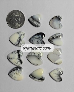 Opale dendritique, qualité AAA+, 100% naturelle, forme cœur, cabochon, pierre précieuse non montée pour la création de bijoux. - Product Image 4