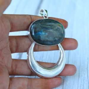 Pendentif en labradorite bleue, argent sterling 925, charme fait main, bijoux en pierres précieuses naturelles, design unique, cadeau - Product Image 3