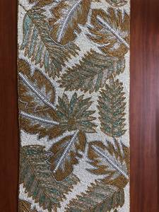 Handmade Embroidered Fabric Table <b>Runner</b> Customized Shape <b>Green</b> Leaf Design Luxury Eco-Friendly Durable Lightweight 5mm Mat - Product Image 5