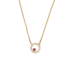 14K Yellow Gold <b>Ruby</b> Diamond Modern Link <b>Necklace</b> - Product Image 3