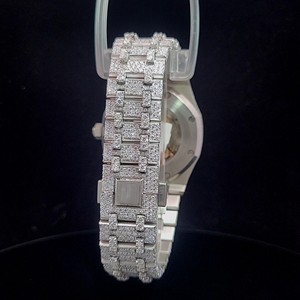 Montre de luxe entièrement sertie de diamants, cadran argenté, automatique, pour homme, design royal, bracelet hip-hop - Product Image 2