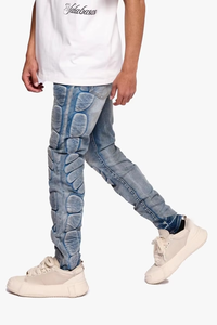 Pantalon en jean skinny Y2K bleu délavé gaufré de haute qualité pour homme HaiYao 2026 – Style streetwear, coupe crayon, OEM/ODM - Product Image 3