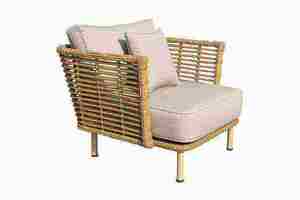 Elegant Yellow Garden <b>Sofa</b> <b>Set</b> with Synthetic Bamboo Finish - Product Image 2