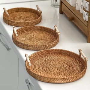 Plateaux de présentation en rotin de qualité supérieure pour boissons et aliments, vaisselle en bois, directement de l'usine. - Product Image 4