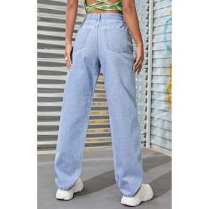 Jean en denim bleu glace large et tendance, taille haute, coupe décontractée, style streetwear écologique, taille unique - Product Image 6