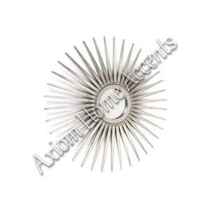 Miroir solaire en fer forgé artisanal moderne pour la décoration murale de chambre ou de salon avec surface métallique Axiom Home - Product Image 5