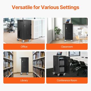 Carrello di ricarica mobile per 20 dispositivi con supporto per laptop da 15,6 pollici, per ufficio e aula, stazioni di ricarica a pavimento per Chromebook - Product Image 6