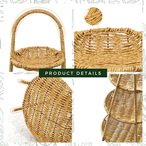 Plateau de service en osier à deux niveaux de haute qualité avec poignée taille personnalisée couleur naturelle pour les fêtes de buffet de cuisine fabriquées au Vietnam - Product Image 4